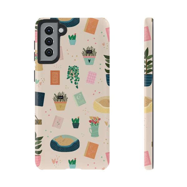 Phone Case: Book Shop Items on Cream