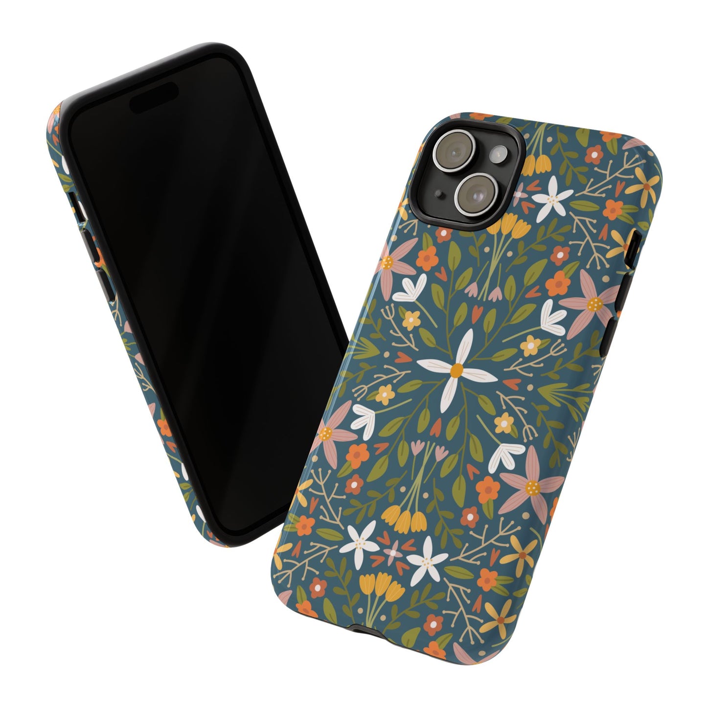 Phone Case: Florals on Blue