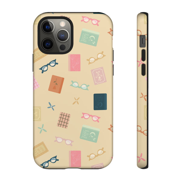 Phone Case: Books and Glasses on Yellow