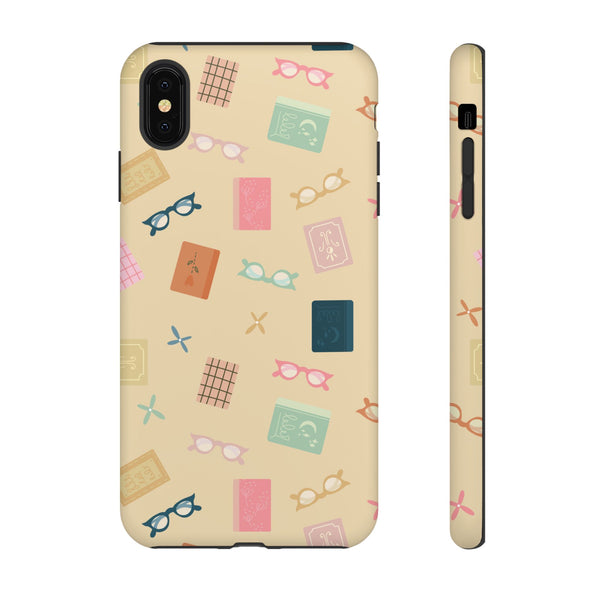 Phone Case: Books and Glasses on Yellow