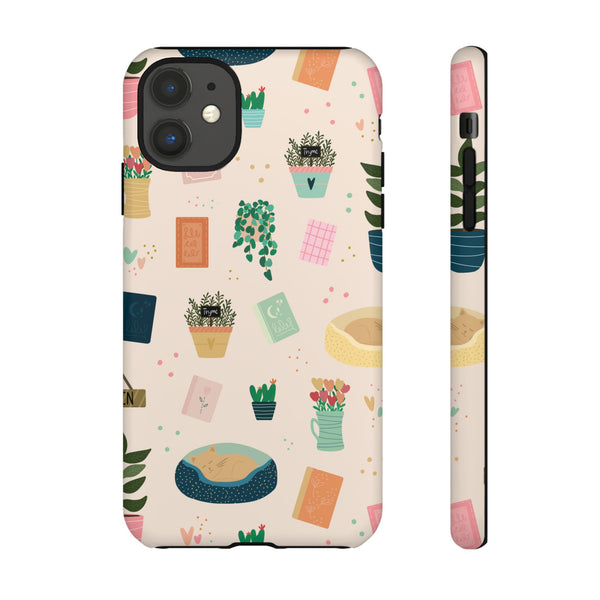 Phone Case: Book Shop Items on Cream