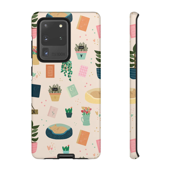 Phone Case: Book Shop Items on Cream