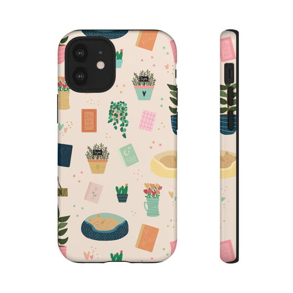 Phone Case: Book Shop Items on Cream
