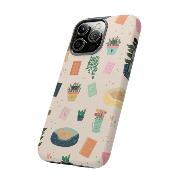 Phone Case: Book Shop Items on Cream