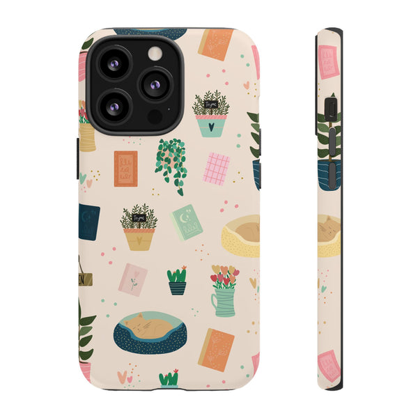 Phone Case: Book Shop Items on Cream