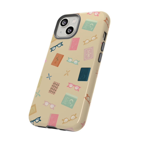 Phone Case: Books and Glasses on Yellow