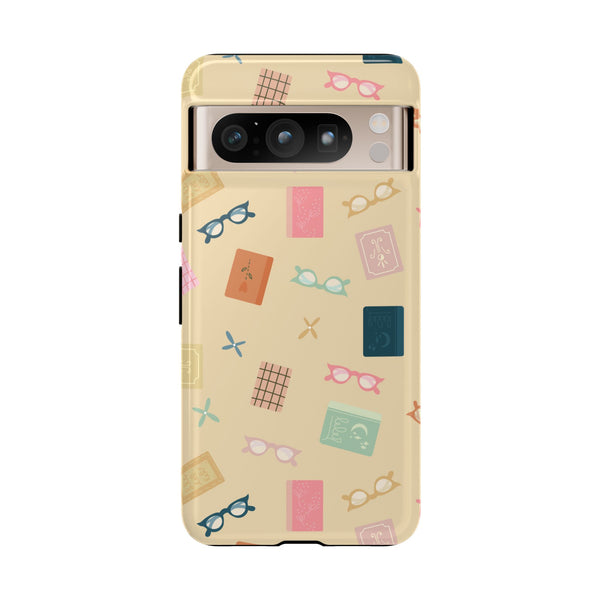 Phone Case: Books and Glasses on Yellow