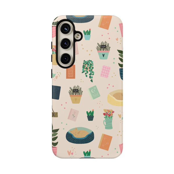 Phone Case: Book Shop Items on Cream