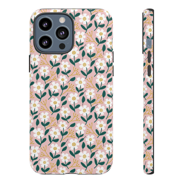 Phone Case: White Daisies on Pink
