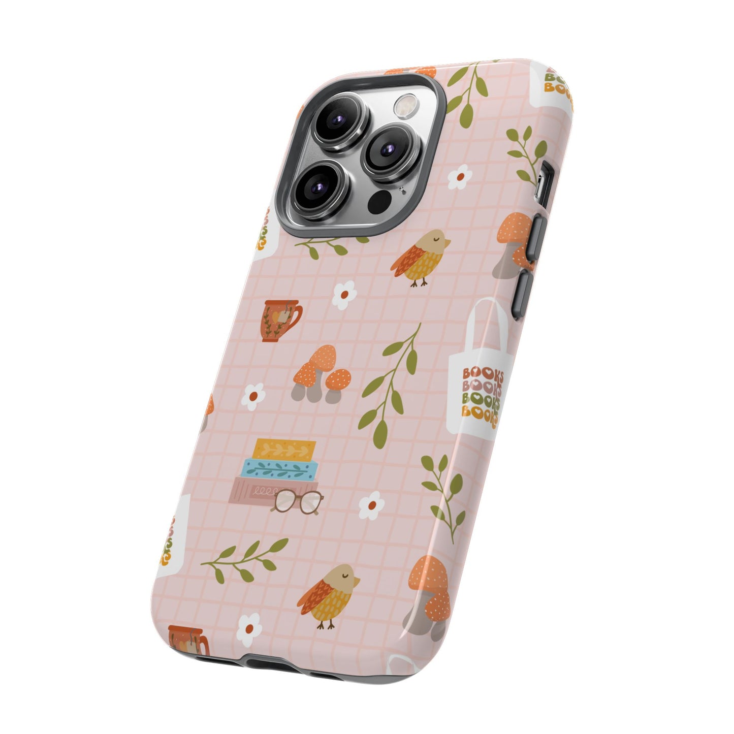 Phone Case: Little Library Items on Pink