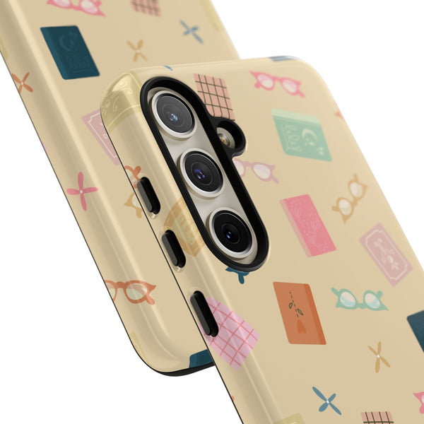 Phone Case: Books and Glasses on Yellow