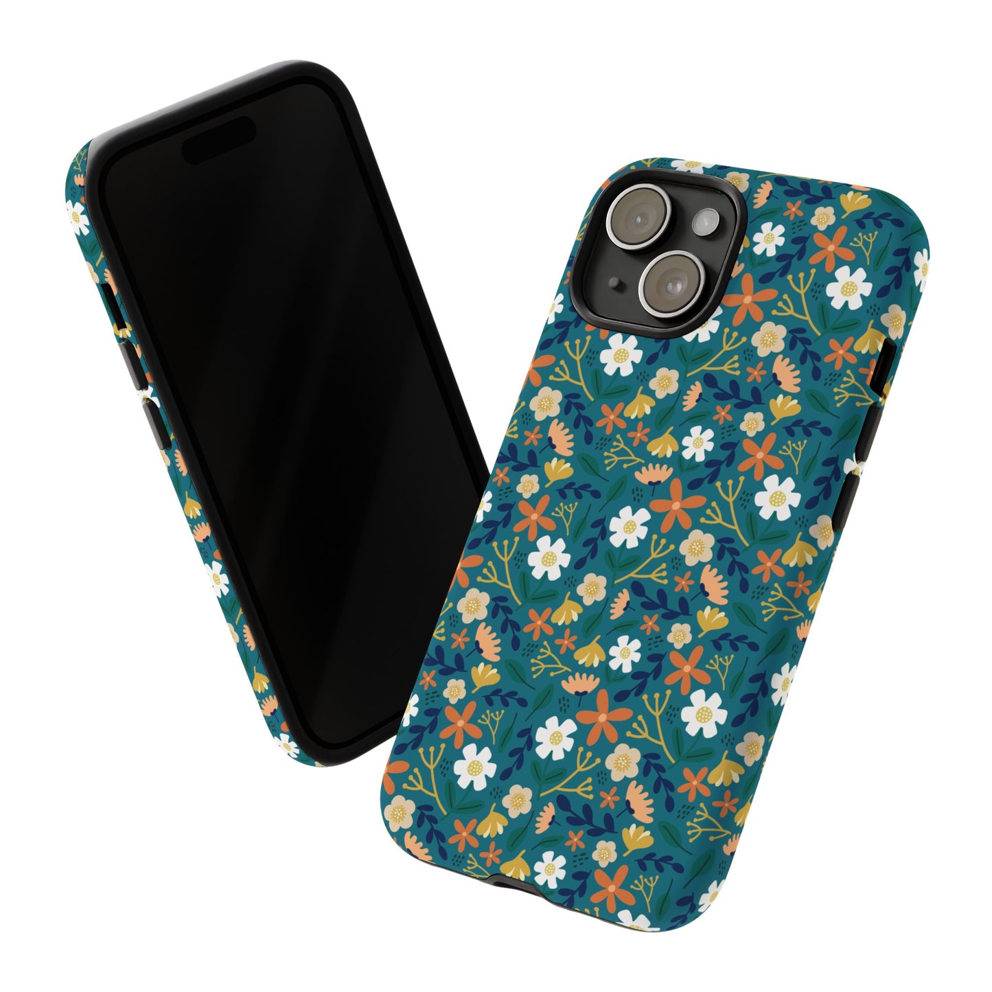 Phone Case: Florals on Teal