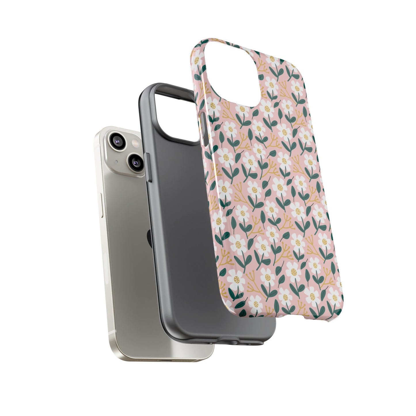 Phone Case: White Daisies on Pink