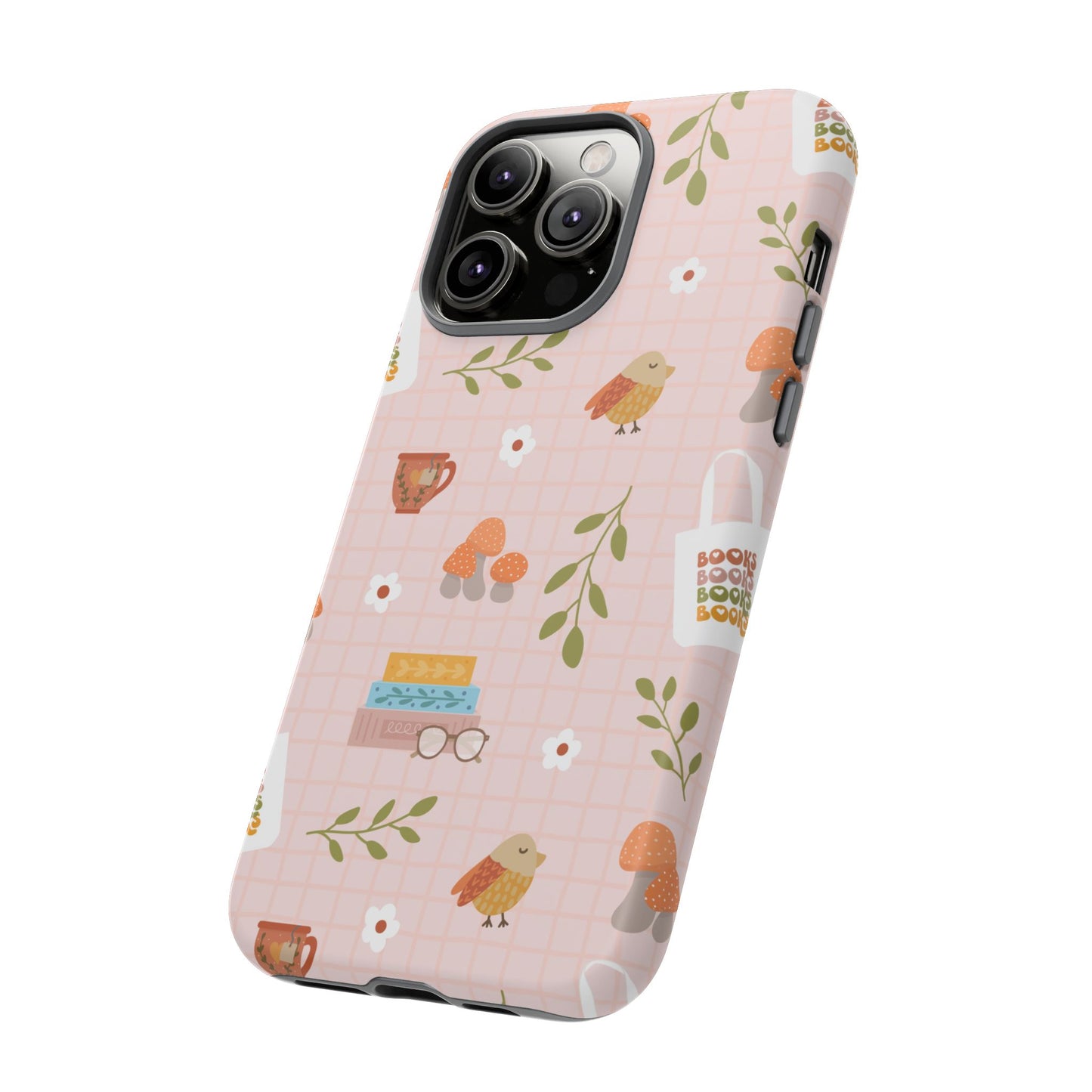 Phone Case: Little Library Items on Pink
