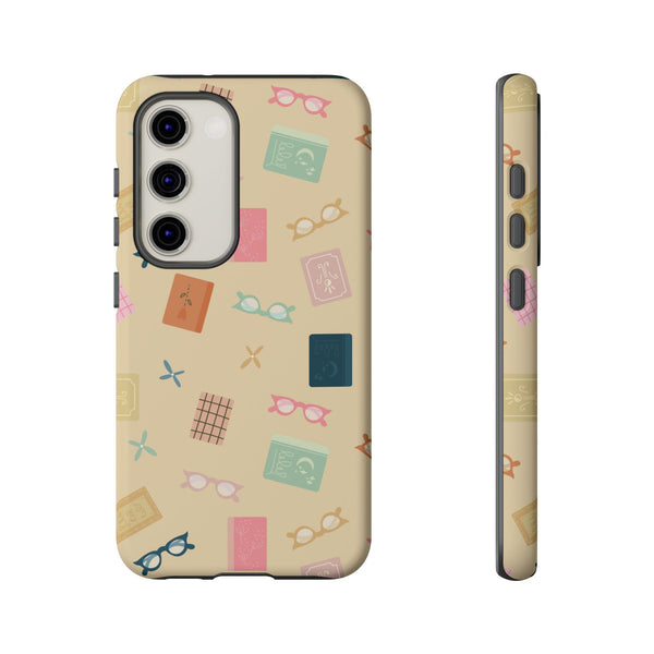 Phone Case: Books and Glasses on Yellow