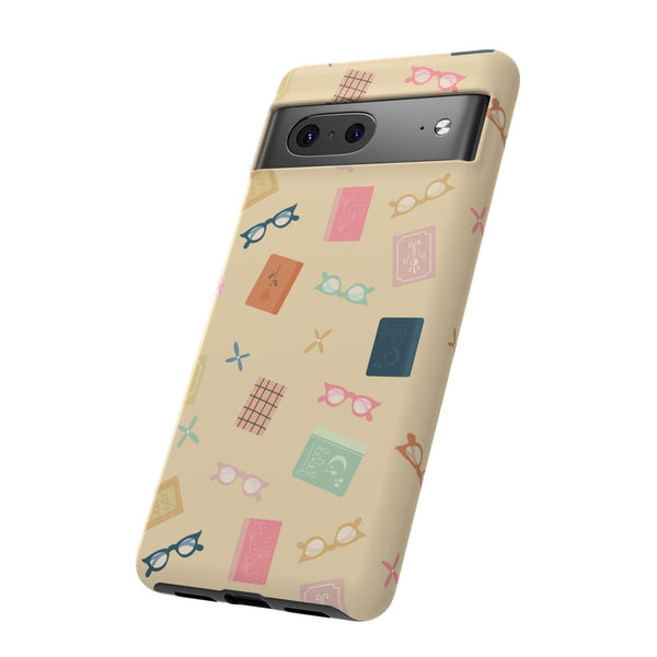 Phone Case: Books and Glasses on Yellow