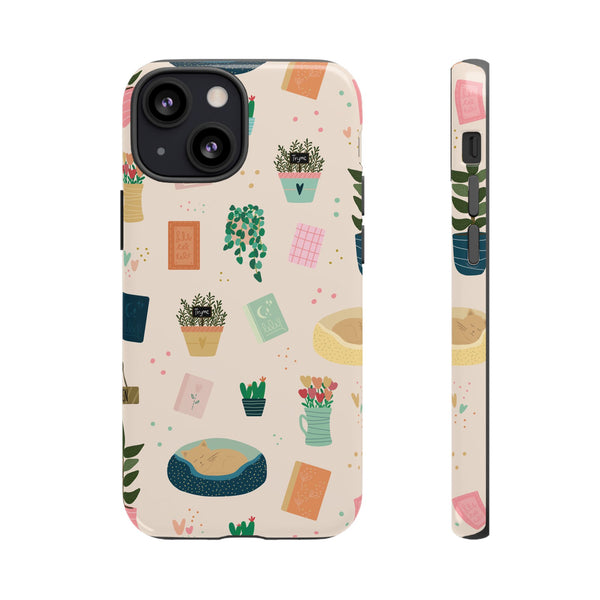 Phone Case: Book Shop Items on Cream