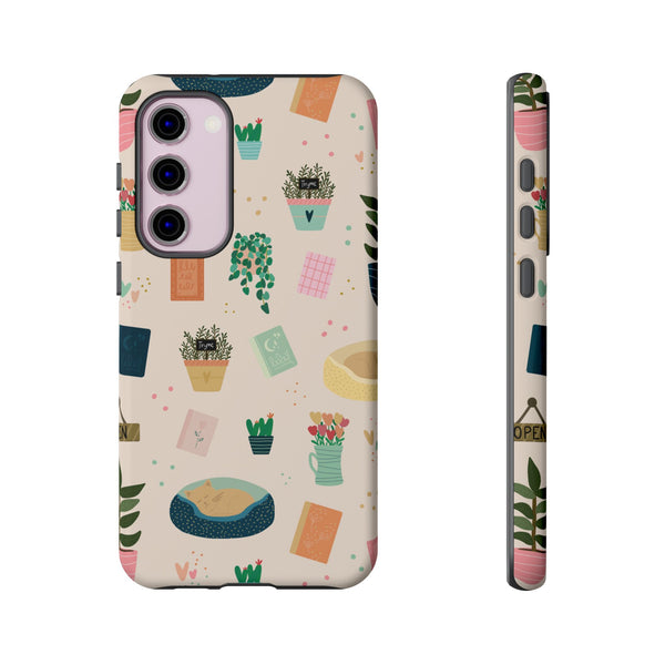 Phone Case: Book Shop Items on Cream