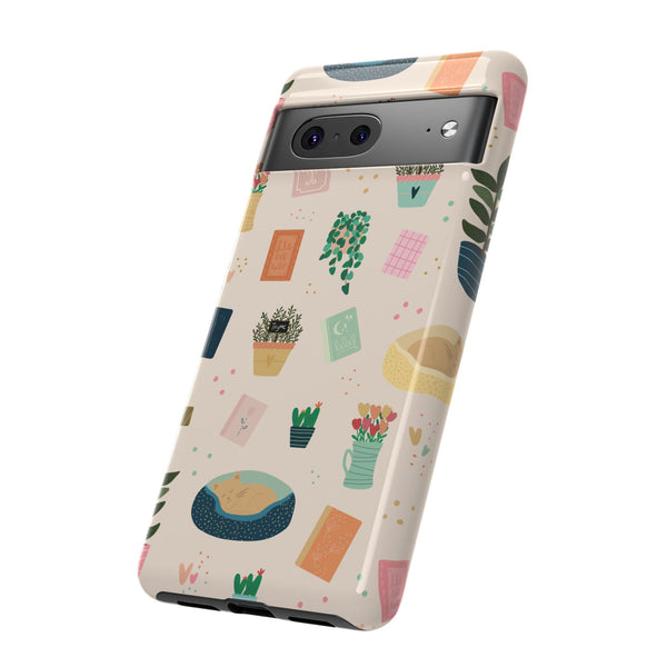 Phone Case: Book Shop Items on Cream
