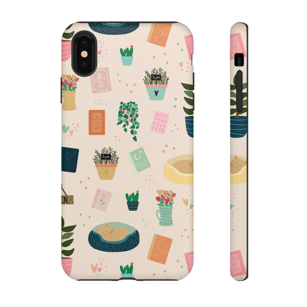 Phone Case: Book Shop Items on Cream