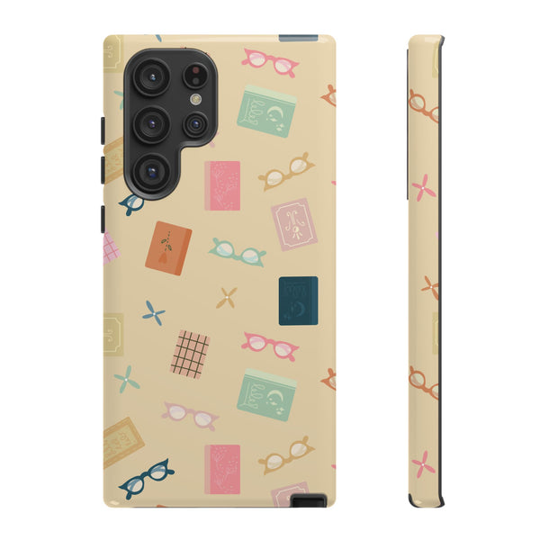 Phone Case: Books and Glasses on Yellow