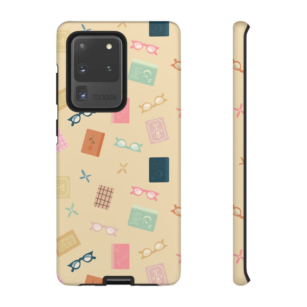 Phone Case: Books and Glasses on Yellow
