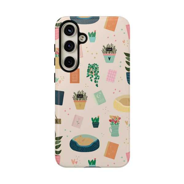 Phone Case: Book Shop Items on Cream
