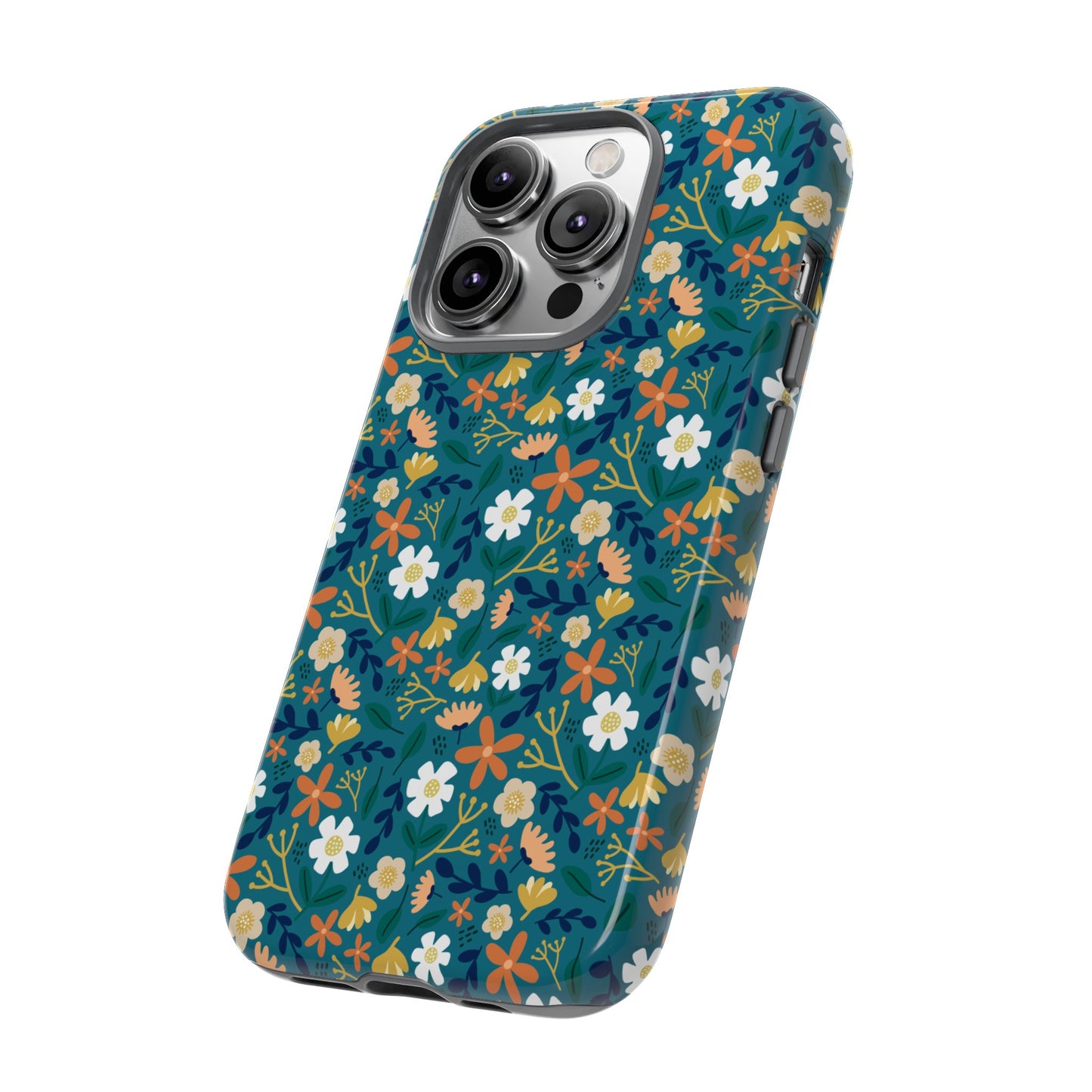 Phone Case: Florals on Teal