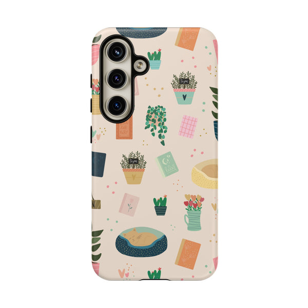 Phone Case: Book Shop Items on Cream