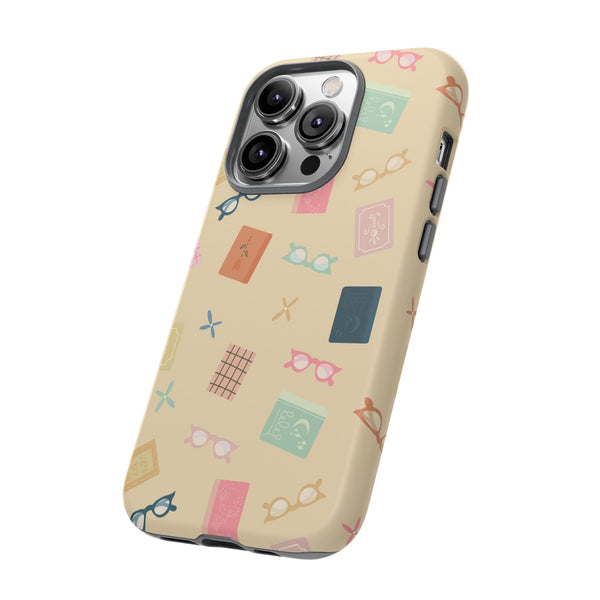 Phone Case: Books and Glasses on Yellow