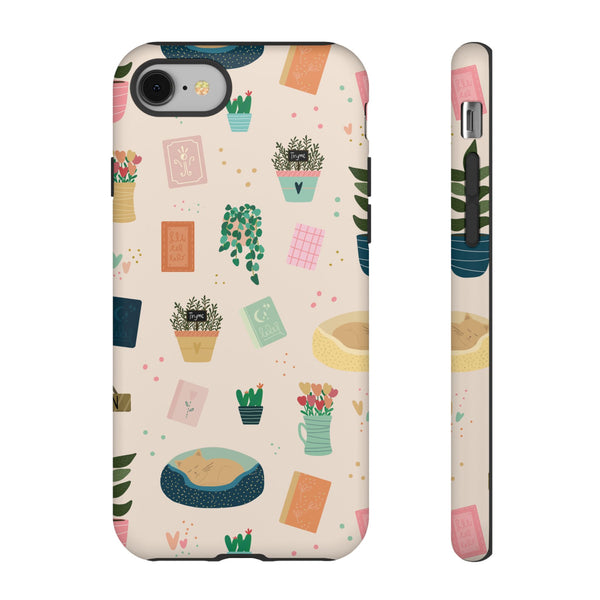 Phone Case: Book Shop Items on Cream