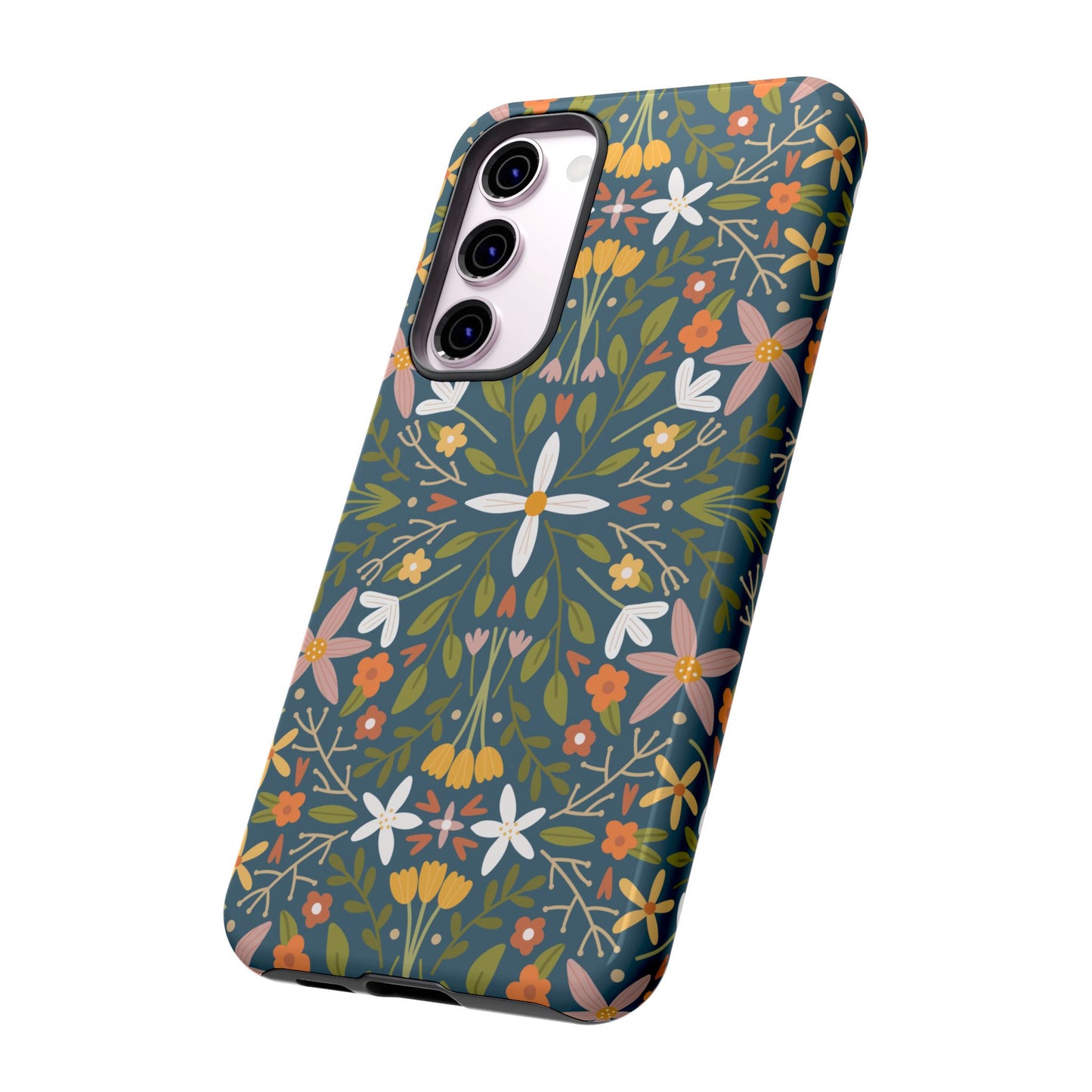 Phone Case: Florals on Blue
