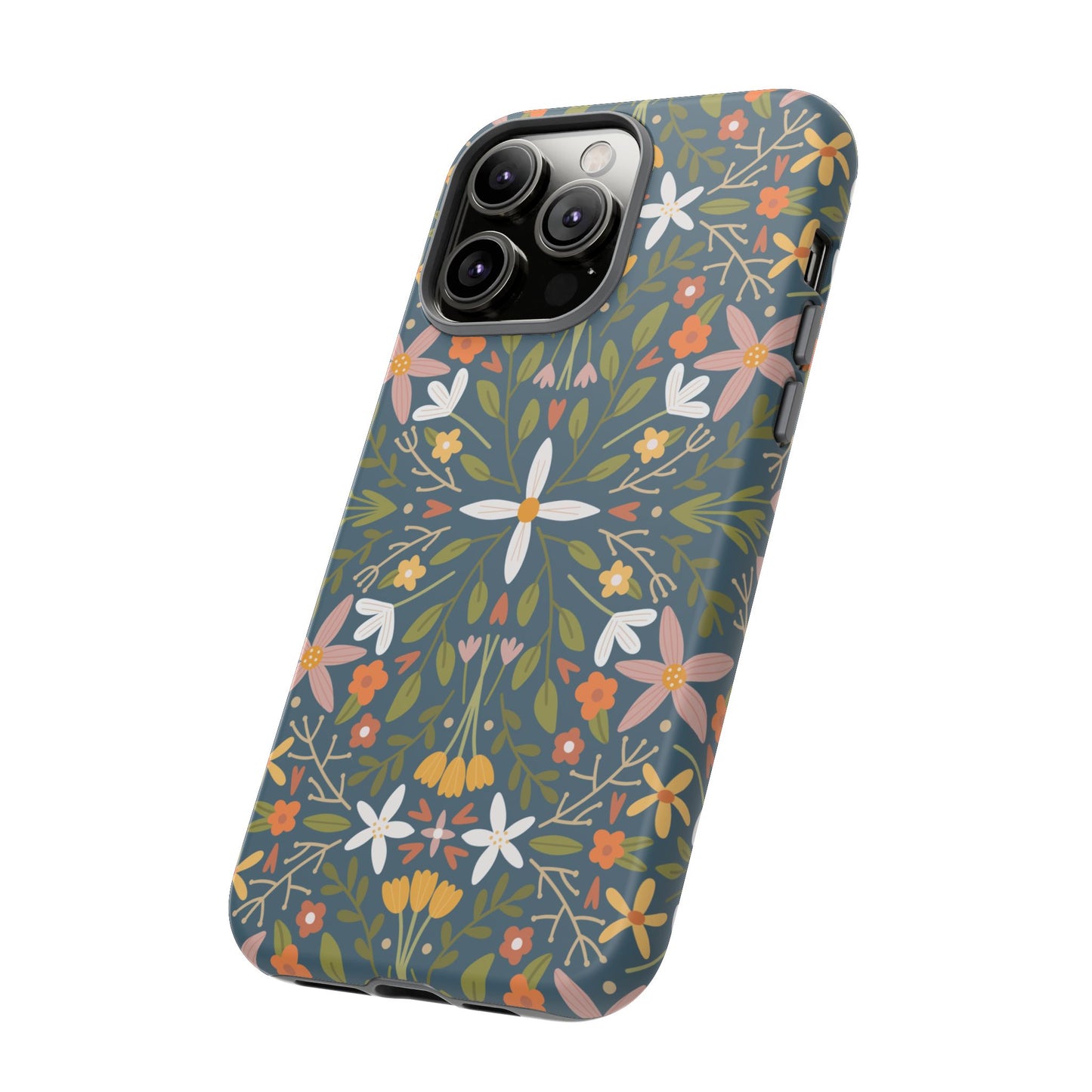Phone Case: Florals on Blue