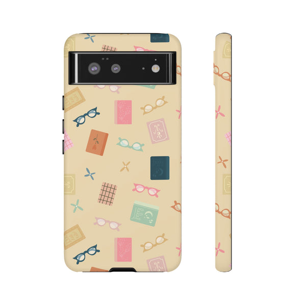 Phone Case: Books and Glasses on Yellow