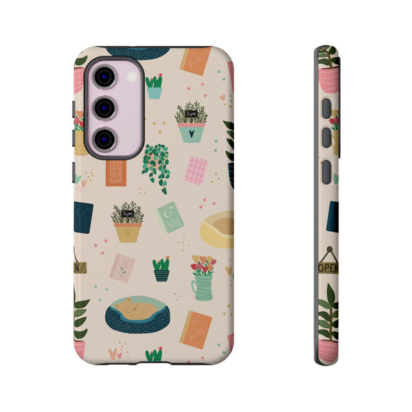 Phone Case: Book Shop Items on Cream