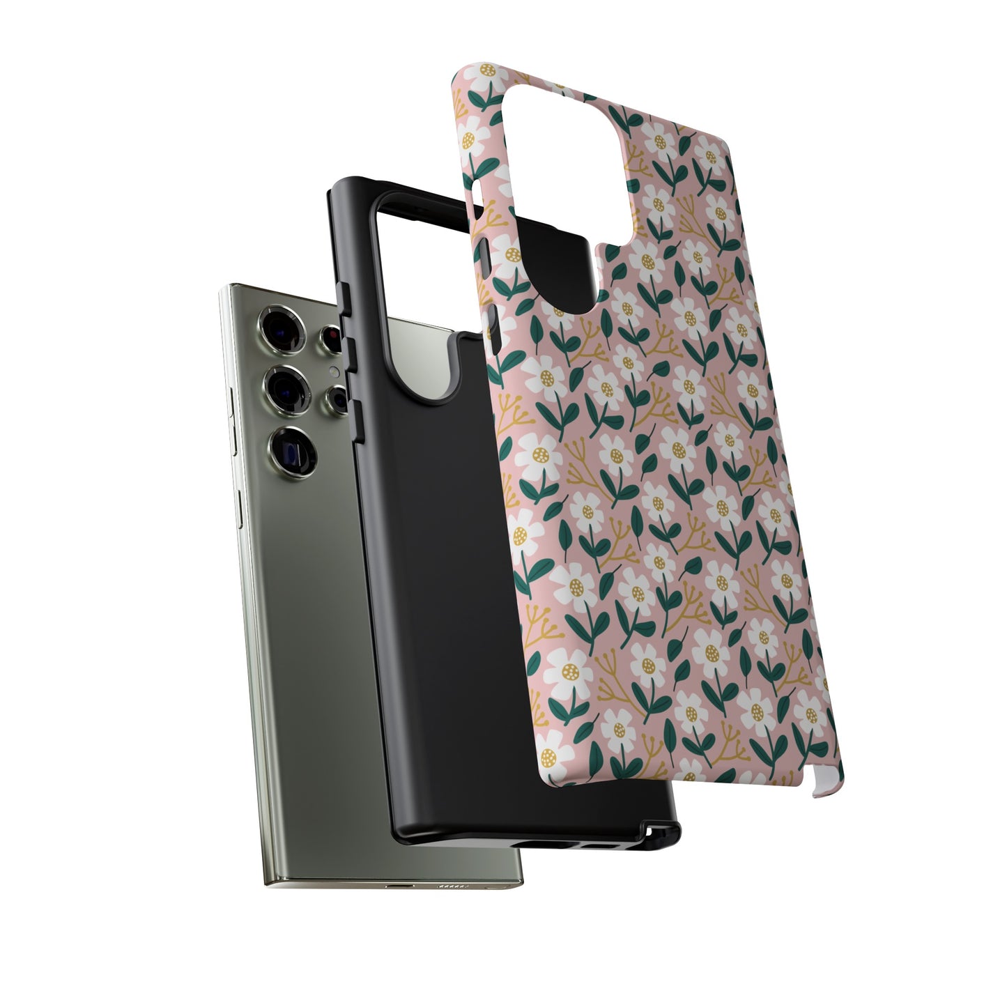 Phone Case: White Daisies on Pink
