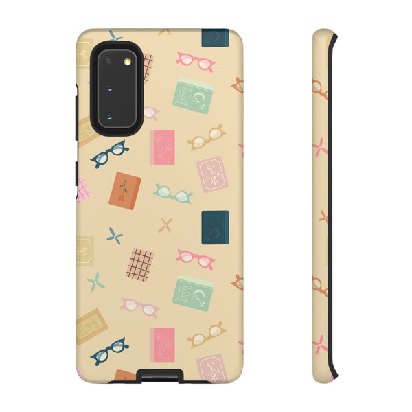 Phone Case: Books and Glasses on Yellow