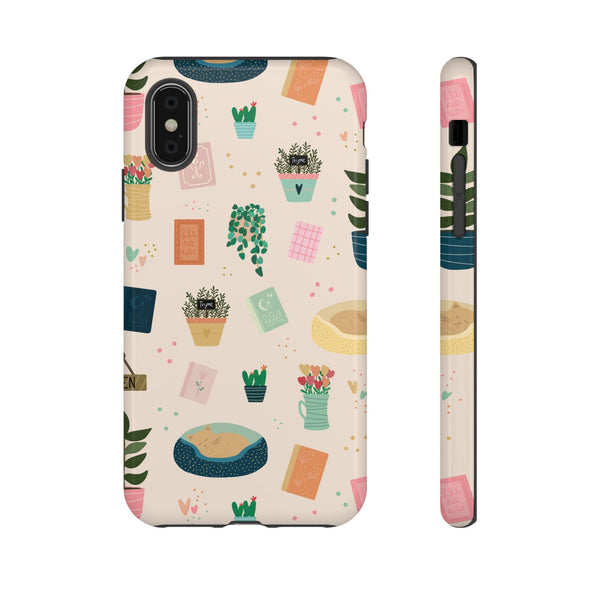 Phone Case: Book Shop Items on Cream