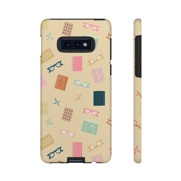Phone Case: Books and Glasses on Yellow