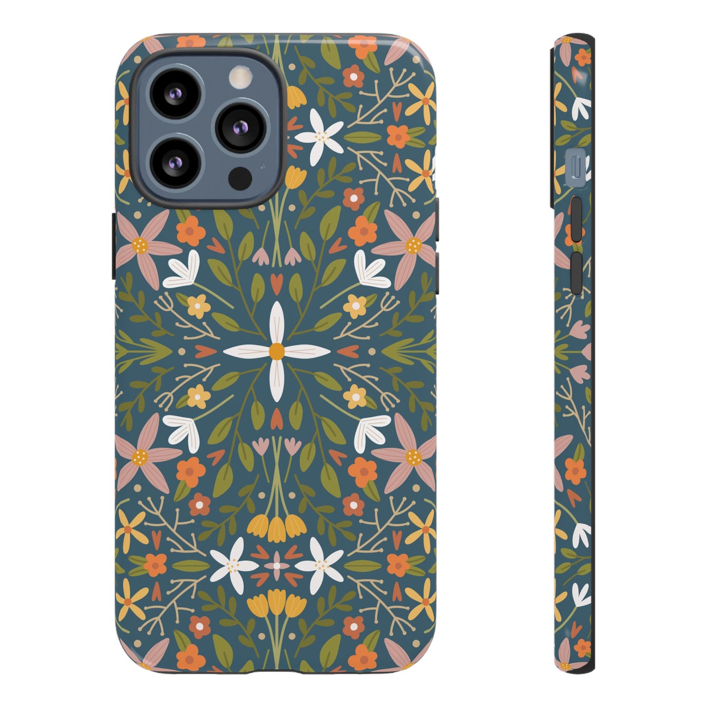 Phone Case: Florals on Blue