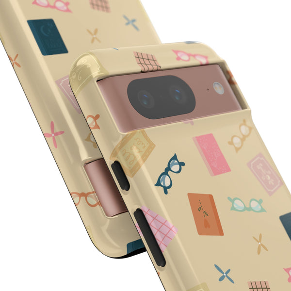 Phone Case: Books and Glasses on Yellow