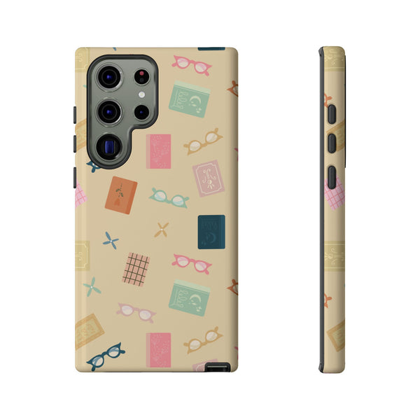 Phone Case: Books and Glasses on Yellow