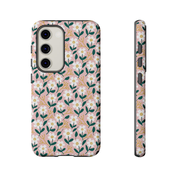 Phone Case: White Daisies on Pink