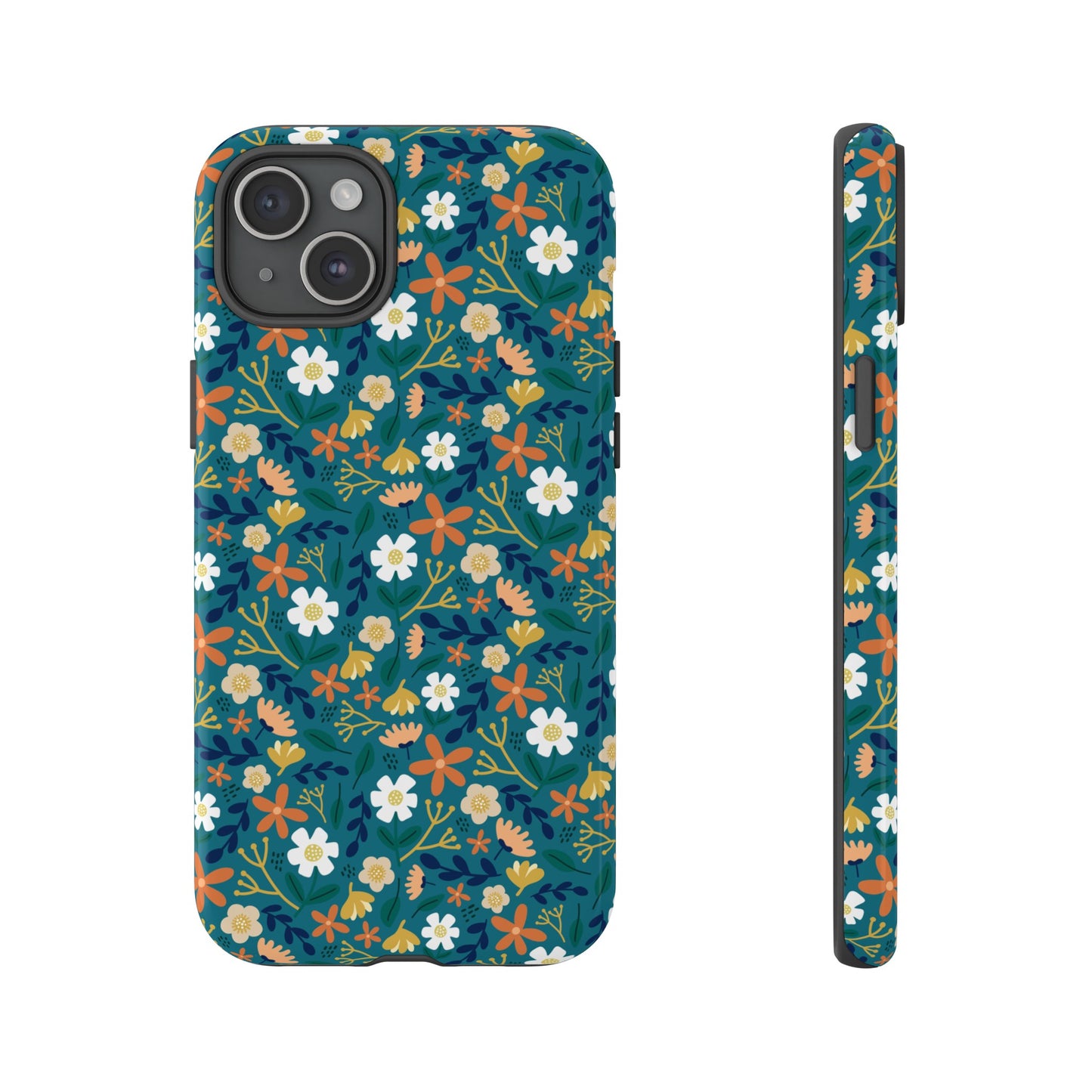 Phone Case: Florals on Teal