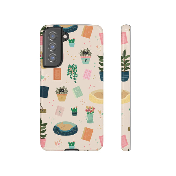 Phone Case: Book Shop Items on Cream