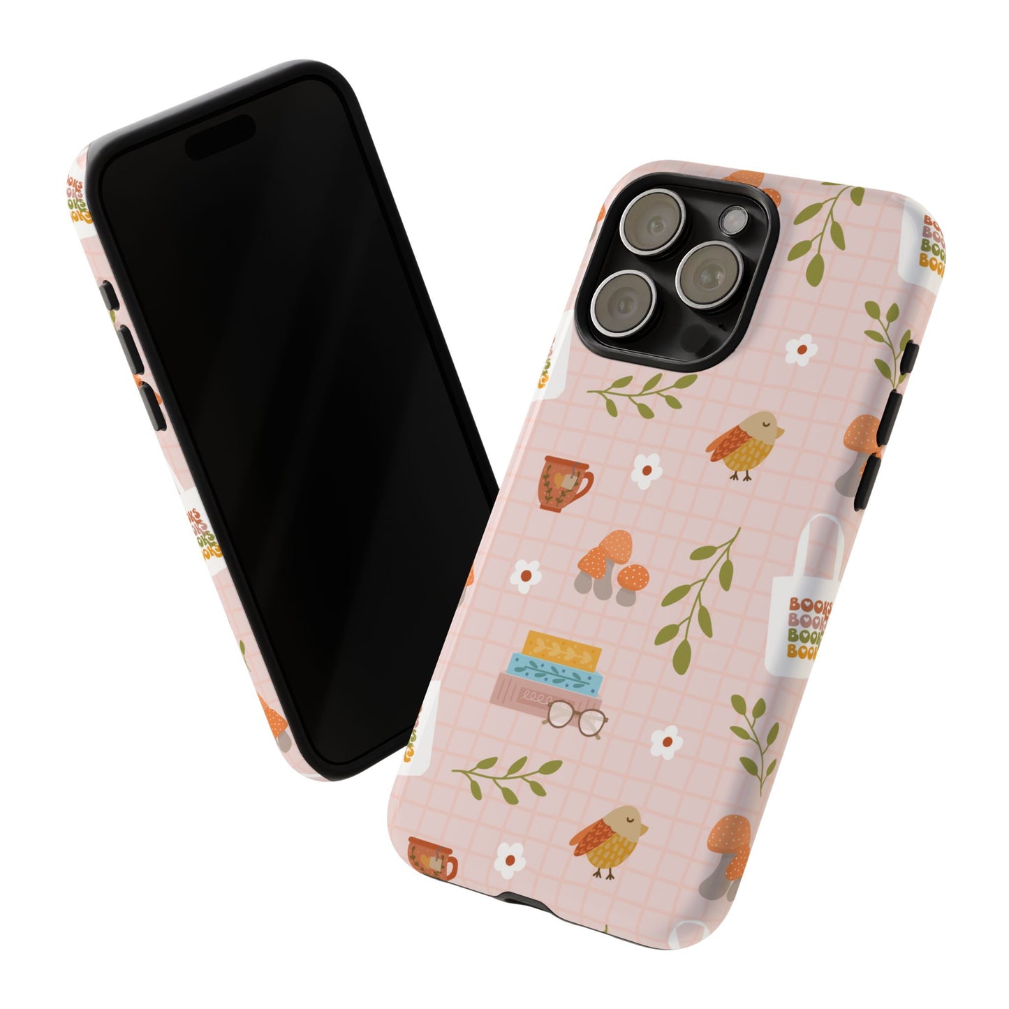 Phone Case: Little Library Items on Pink