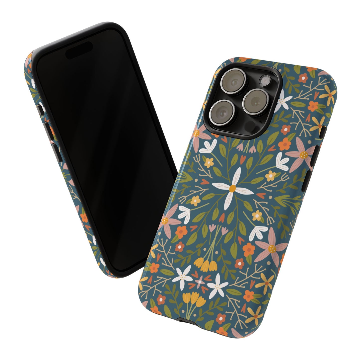 Phone Case: Florals on Blue