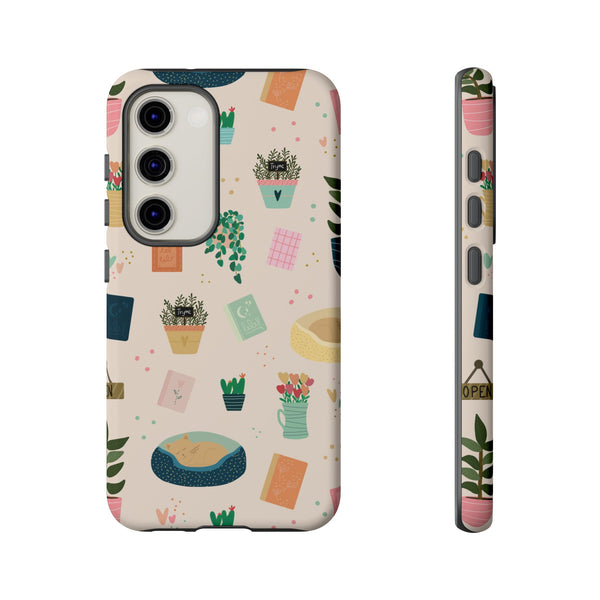 Phone Case: Book Shop Items on Cream