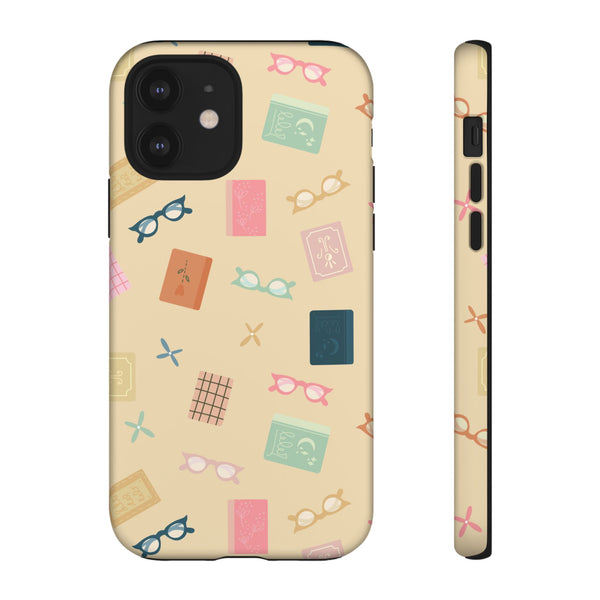 Phone Case: Books and Glasses on Yellow