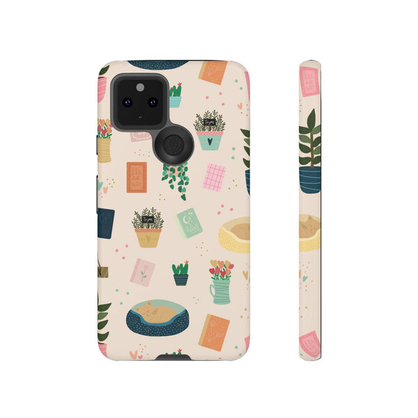 Phone Case: Book Shop Items on Cream